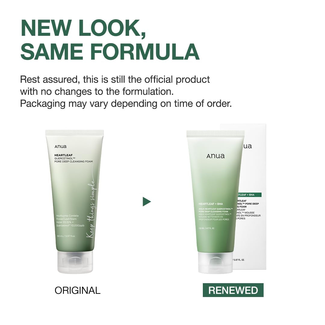 Heartleaf Quercetinol Deep Cleansing Foam – Korean Facial Cleanser with BHA, Hyaluronic Acid & Glycerin (150ml)