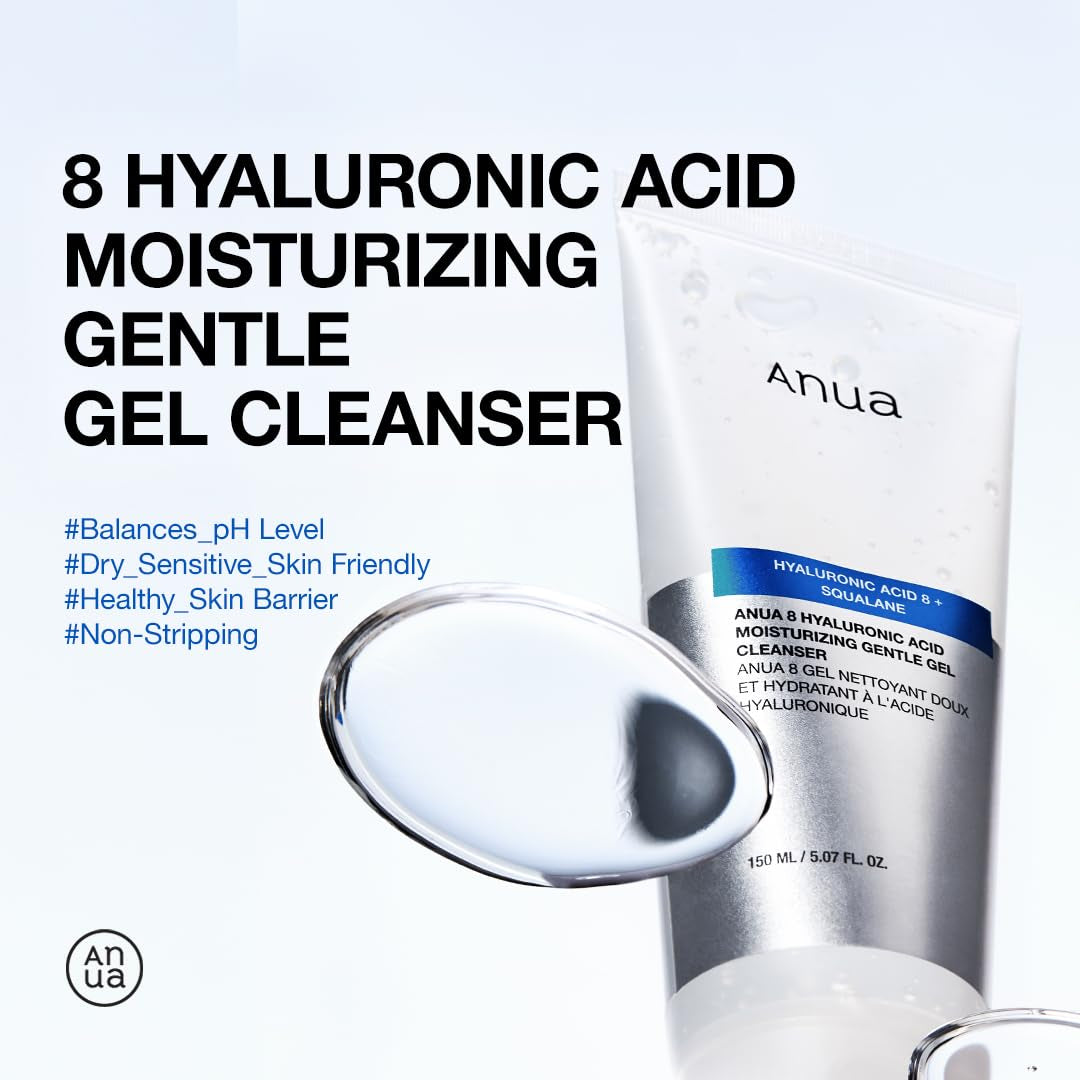 Moisturizing Gentle Gel Cleanser – pH-Balanced Korean Face Wash with Hyaluronic Acid, Squalane & Ceramide (150ml)