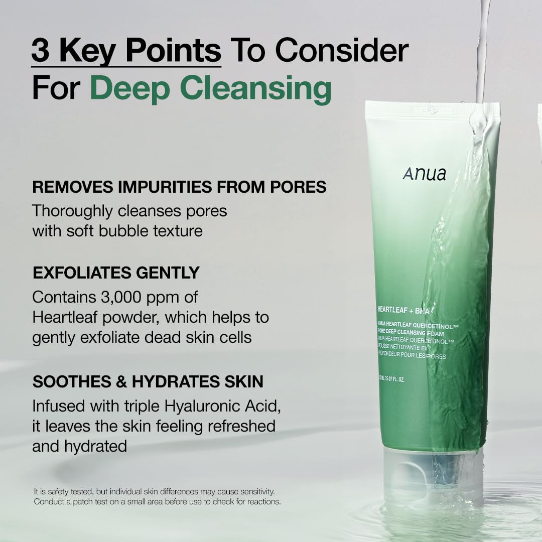 Heartleaf Quercetinol Deep Cleansing Foam – Korean Facial Cleanser with BHA, Hyaluronic Acid & Glycerin (150ml)