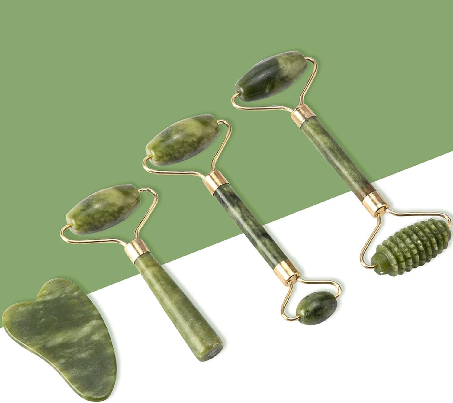 Jade Gua Sha Facial Massager Set - 5 in 1 Skin Care Tools