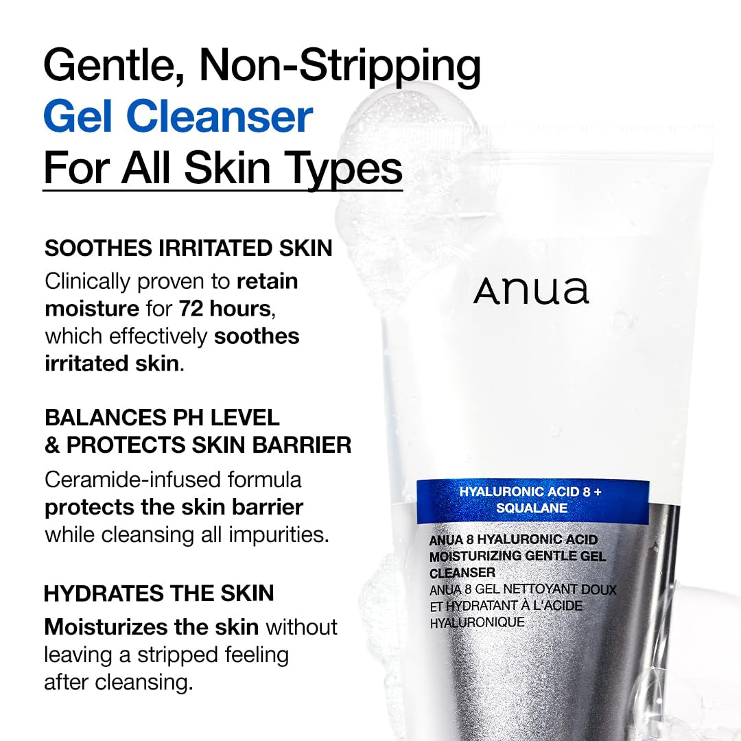 Moisturizing Gentle Gel Cleanser – pH-Balanced Korean Face Wash with Hyaluronic Acid, Squalane & Ceramide (150ml)
