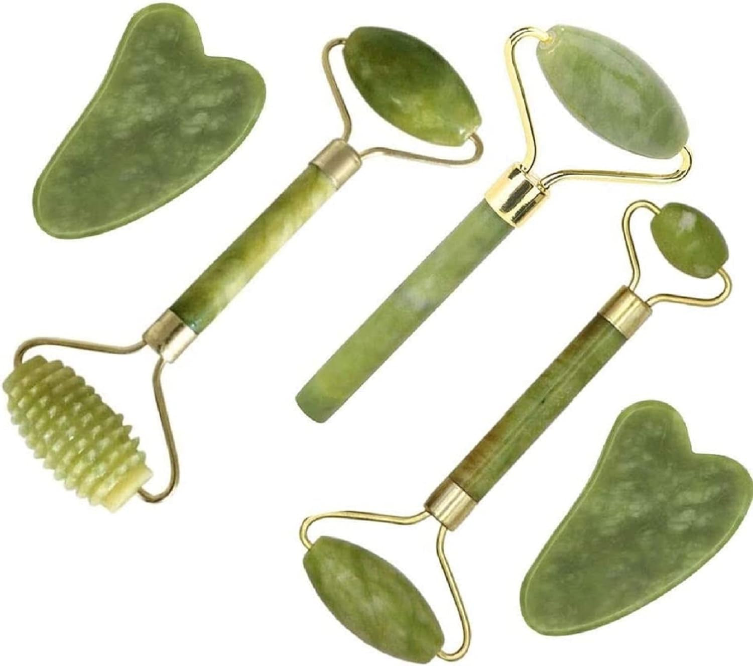 Jade Gua Sha Facial Massager Set - 5 in 1 Skin Care Tools