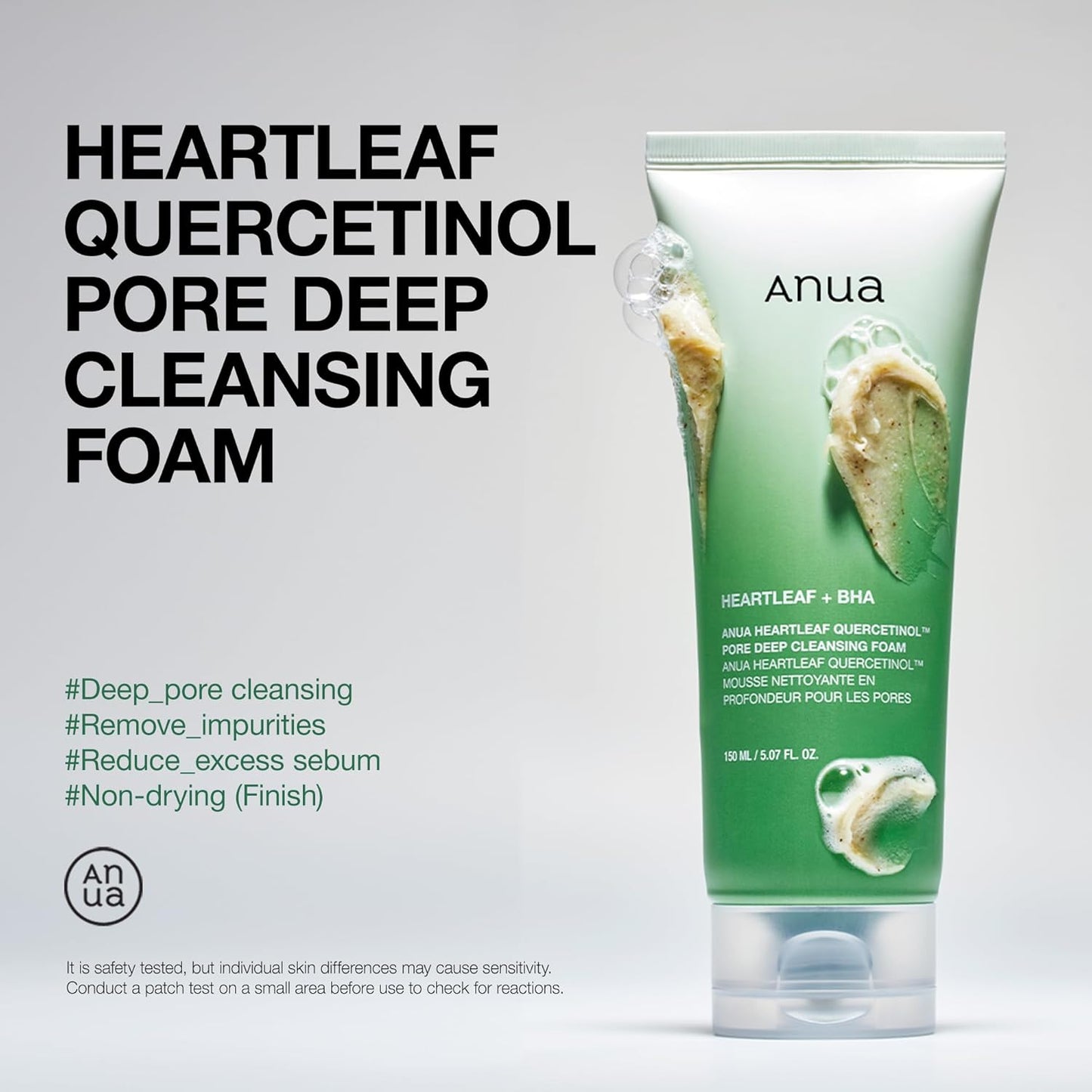 Heartleaf Quercetinol Deep Cleansing Foam – Korean Facial Cleanser with BHA, Hyaluronic Acid & Glycerin (150ml)