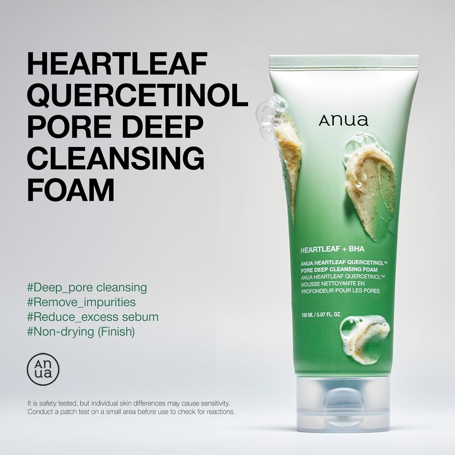 Heartleaf Quercetinol Deep Cleansing Foam – Korean Facial Cleanser with BHA, Hyaluronic Acid & Glycerin (150ml)